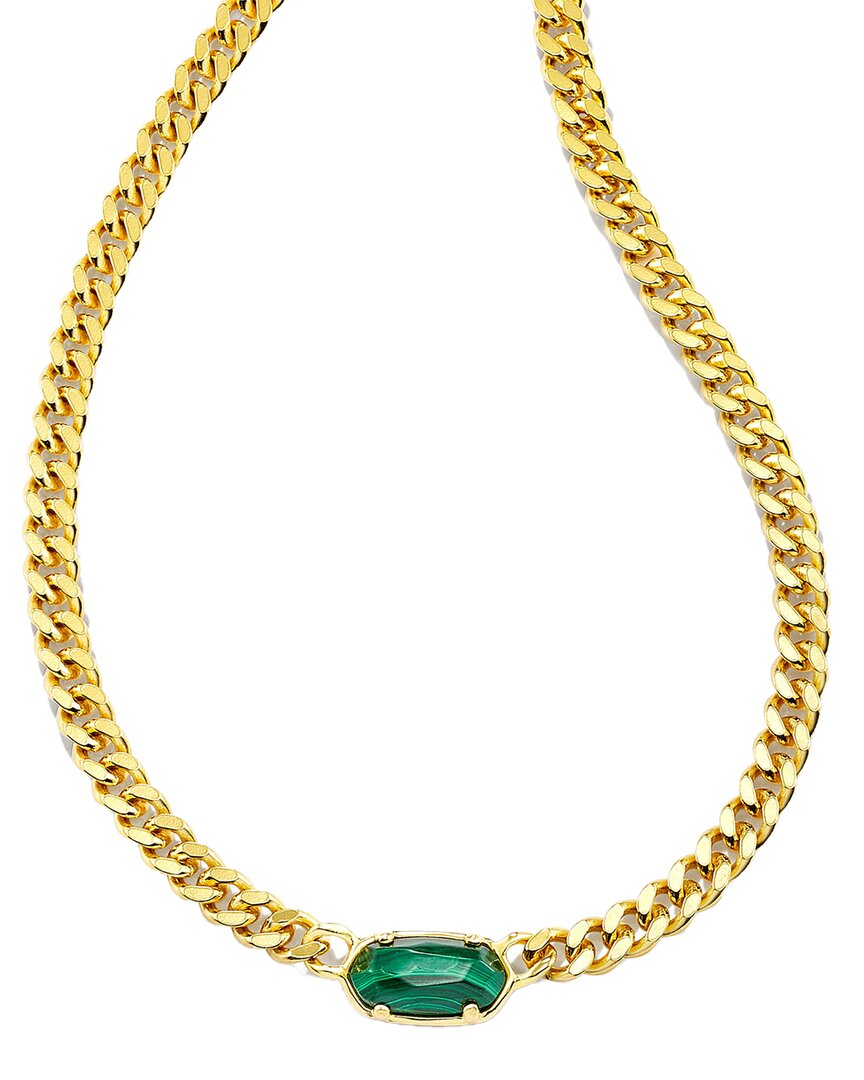 Kendra Scott Elisa Curb 18k Over Silver Malachite Chain Necklace