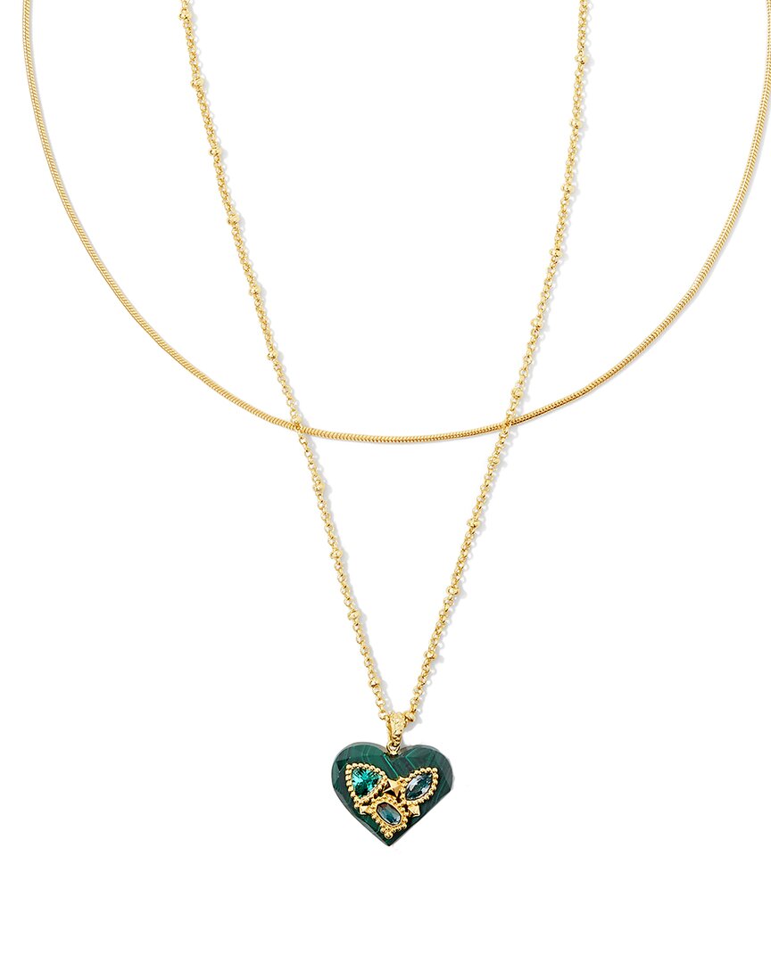 Kendra Scott Penny Heart 14k Mixed Stones Multi Strand Necklace