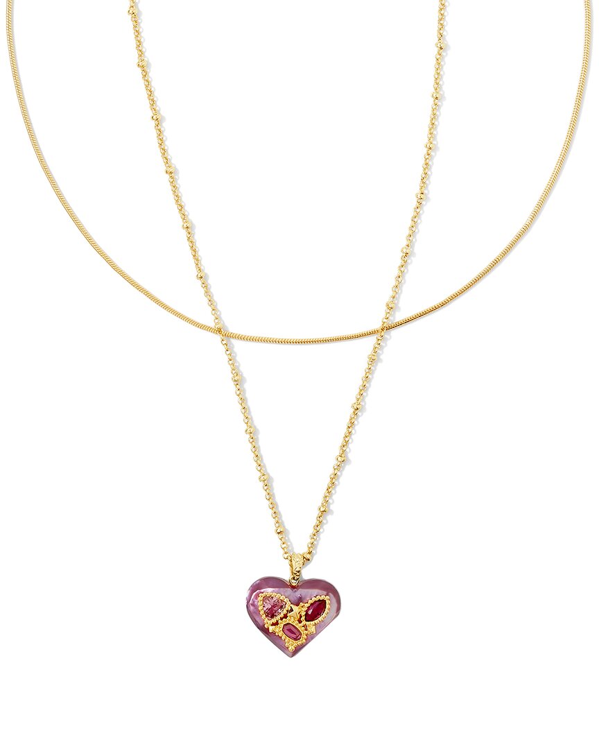 Kendra Scott Penny Heart 14k Mother Of Pearl Multi Strand Necklace