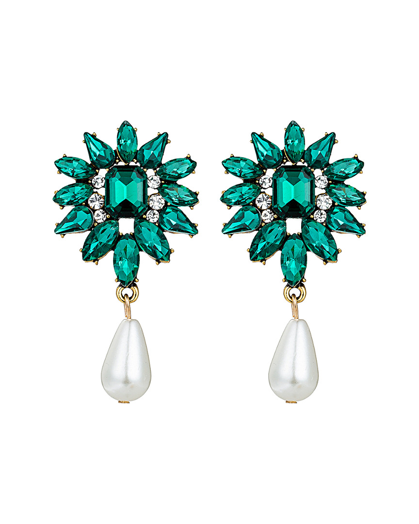 Eye Candy La Green Leaf Cz Crystal Dangle Earring
