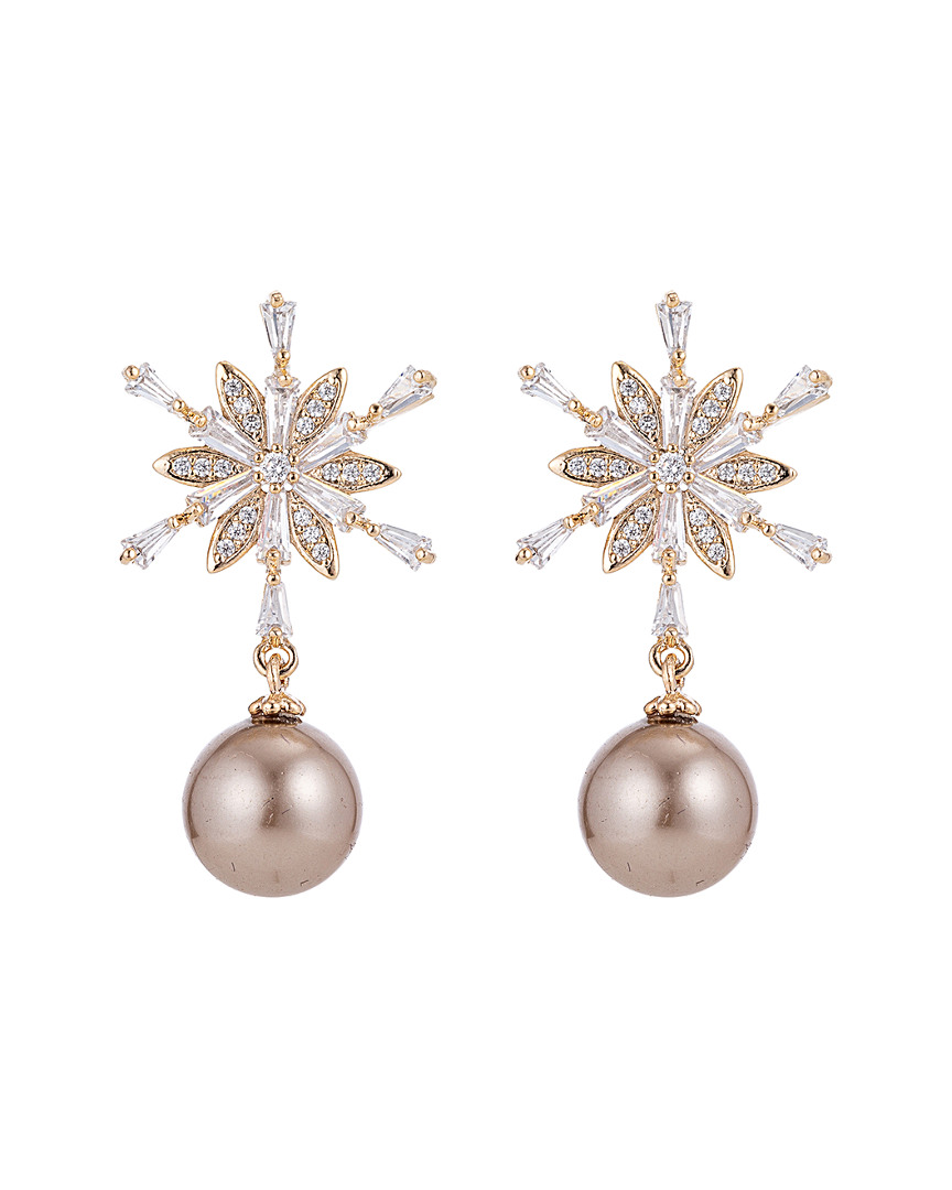 Eye Candy La Luxe Collection Rhodium Plated Pearl & Cz Riley Drop Earrings