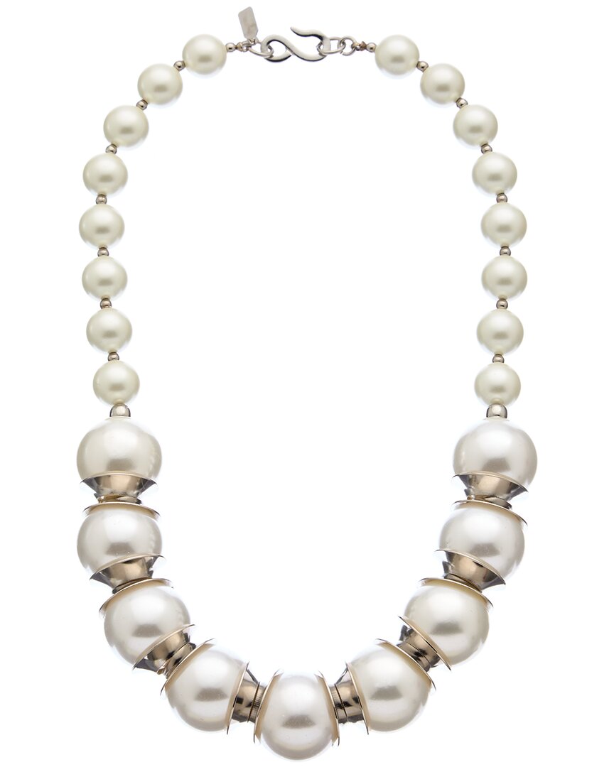 Kenneth Jay Lane Plated 12-21mm Faux Pearl Graduated Necklace