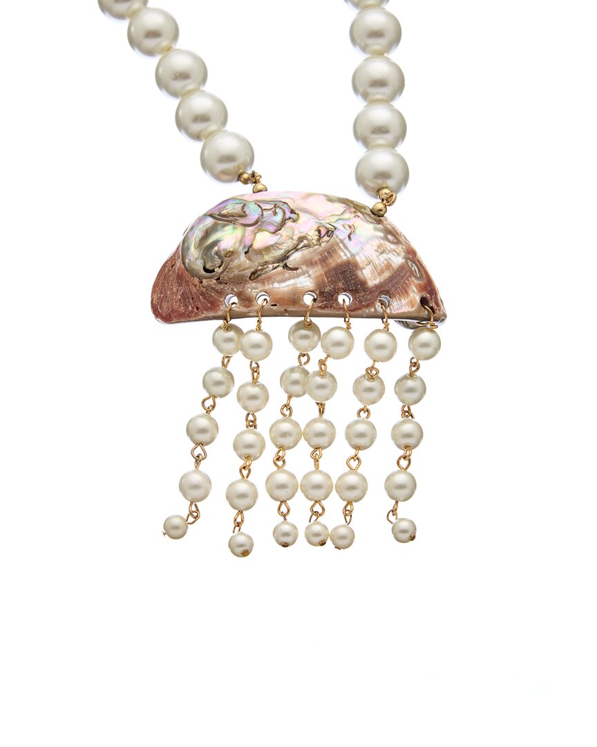 Kenneth Jay Lane 18k Plated 6-10mm Pearl Pendant Necklace