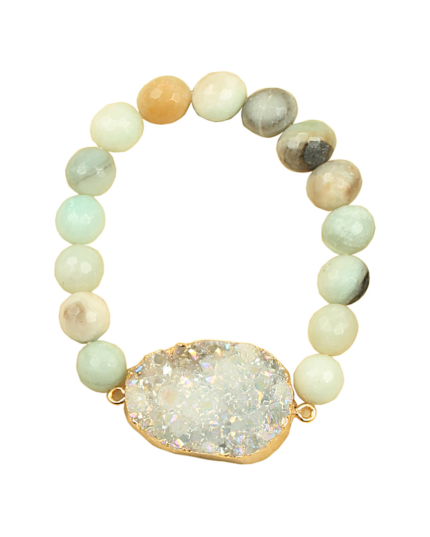 Eye Candy La Drusy Multicolor Beaded Stone Bracelet