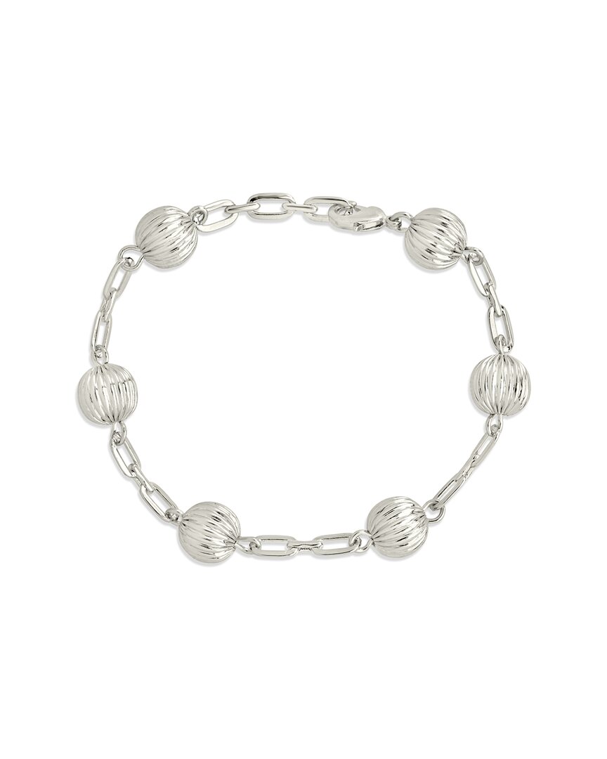 Sterling Forever Textured Sphere Chain Bracelet
