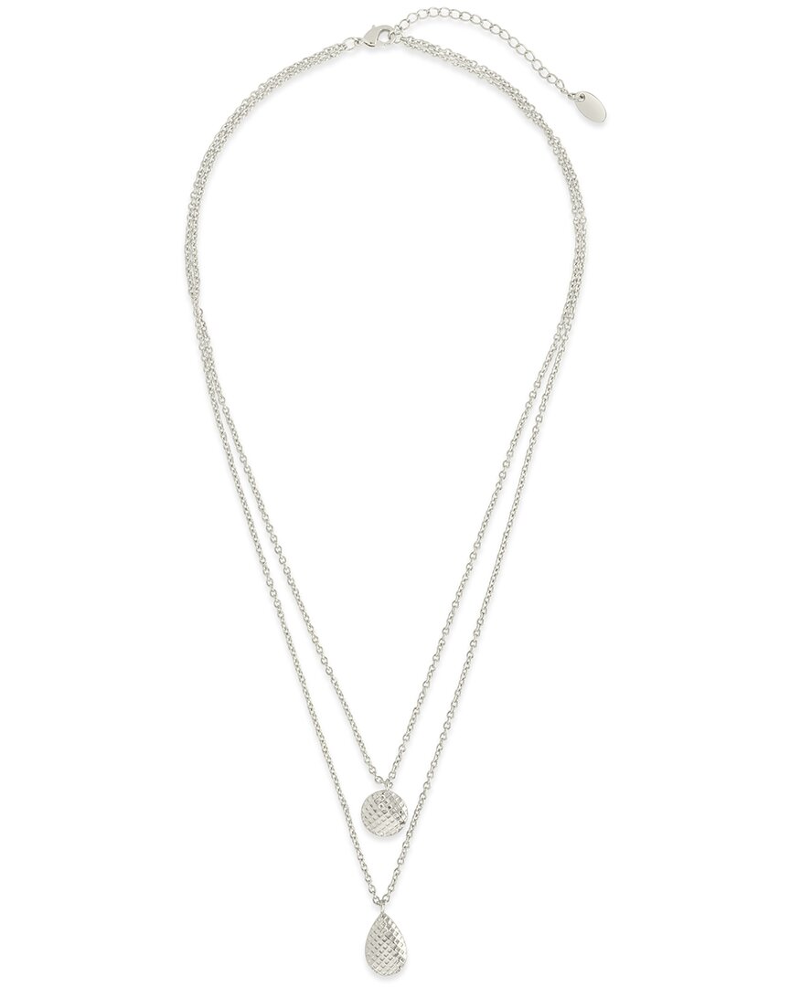 Sterling Forever Textured Pendant Layered Necklace