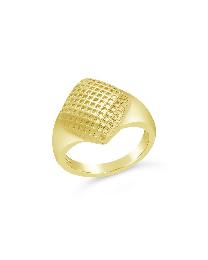Sterling Forever 14k Plated Quilted Shield Statement Ring