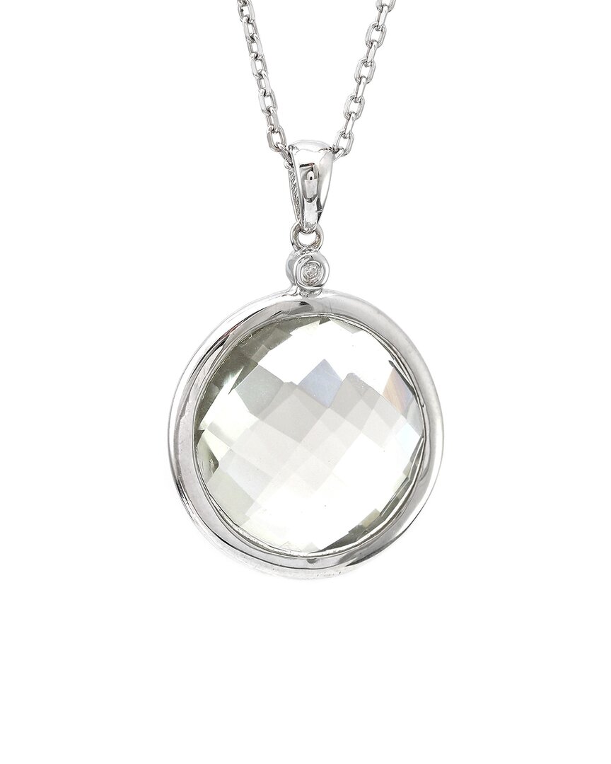Gemstones Silver 12.12 Ct. Tw. Diamond & Green Amethyst Pendant Necklace