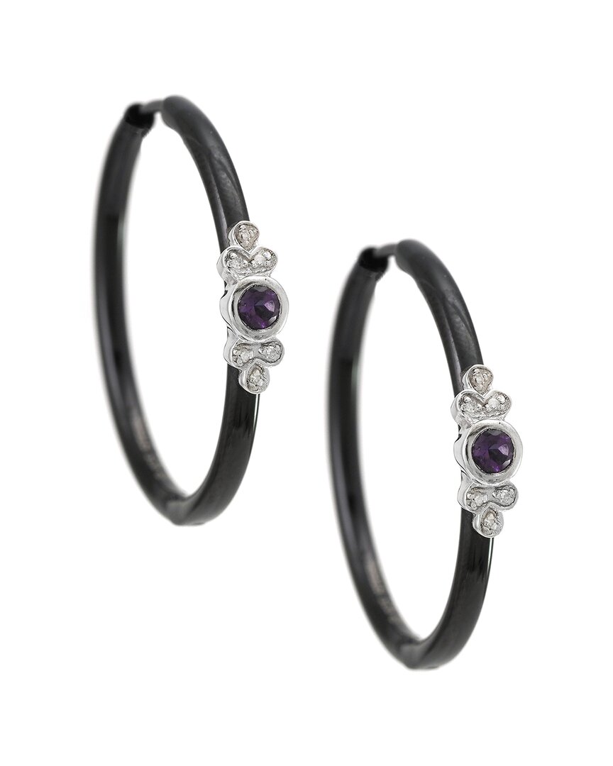 Gemstones Silver 0.26 Ct. Tw. Diamond & Amethyst Earrings