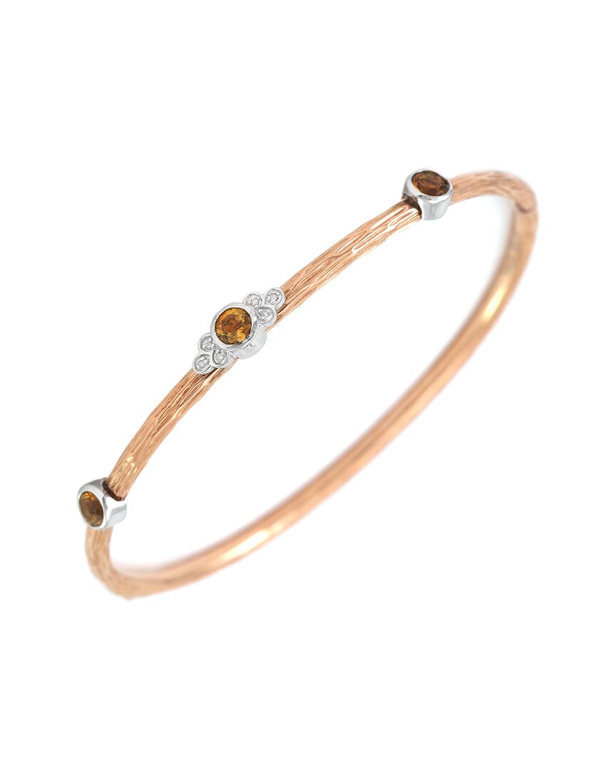 Gemstones Silver 0.71 Ct. Tw. Diamond & Citrine Bangle Bracelet