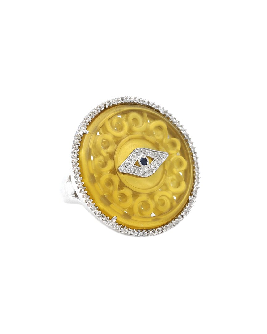 Gemstones Silver 0.11 Ct. Tw. Diamond Evil Eye Ring
