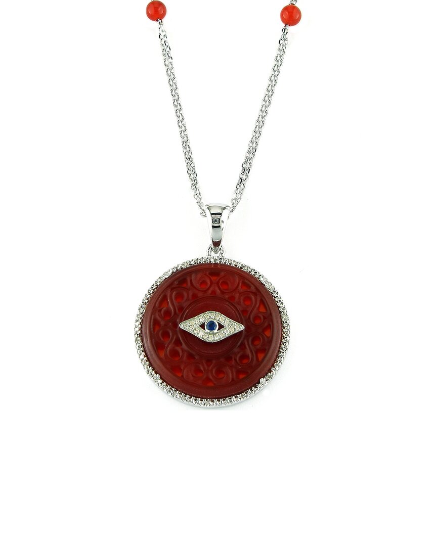 Gemstones Silver 0.11 Ct. Tw. Diamond Evil Eye Necklace