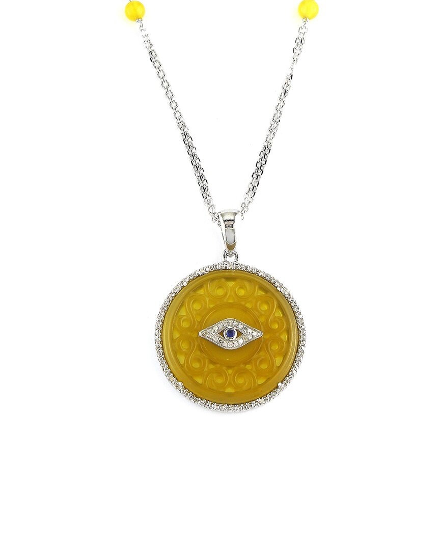 Gemstones Silver 0.11 Ct. Tw. Diamond Evil Eye Necklace
