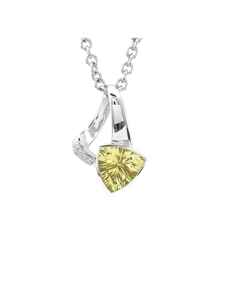 Gemstones Silver 3.02 Ct. Tw. Diamond & Lemon Quartz Pendant Necklace