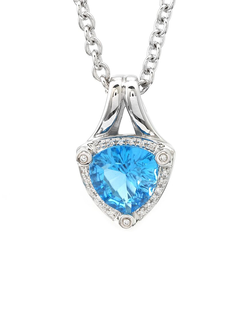Gemstones Silver 3.86 Ct. Tw. Diamond & Blue Topaz Pendant Necklace