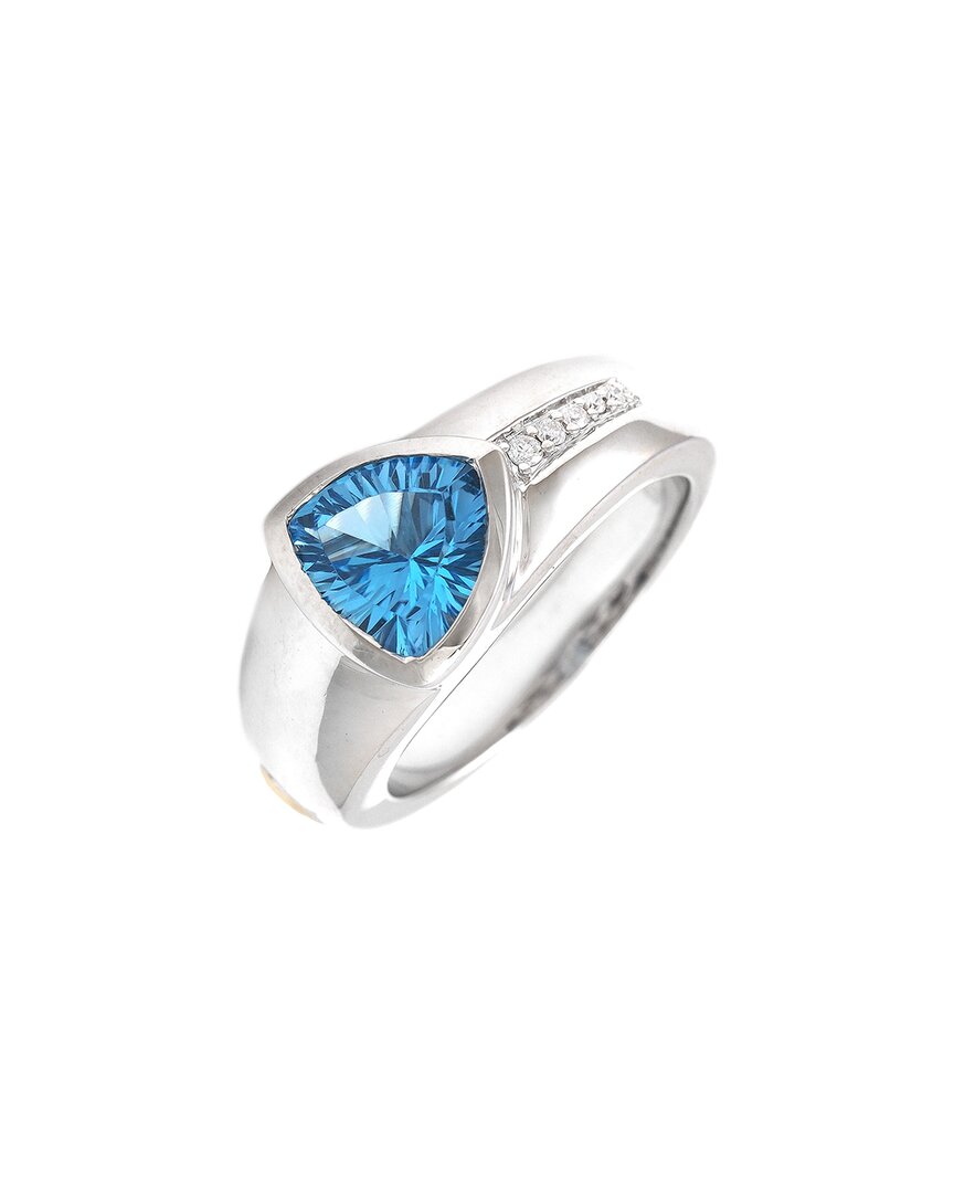 Gemstones Silver 2.04 Ct. Tw. Diamond & Blue Topaz Ring