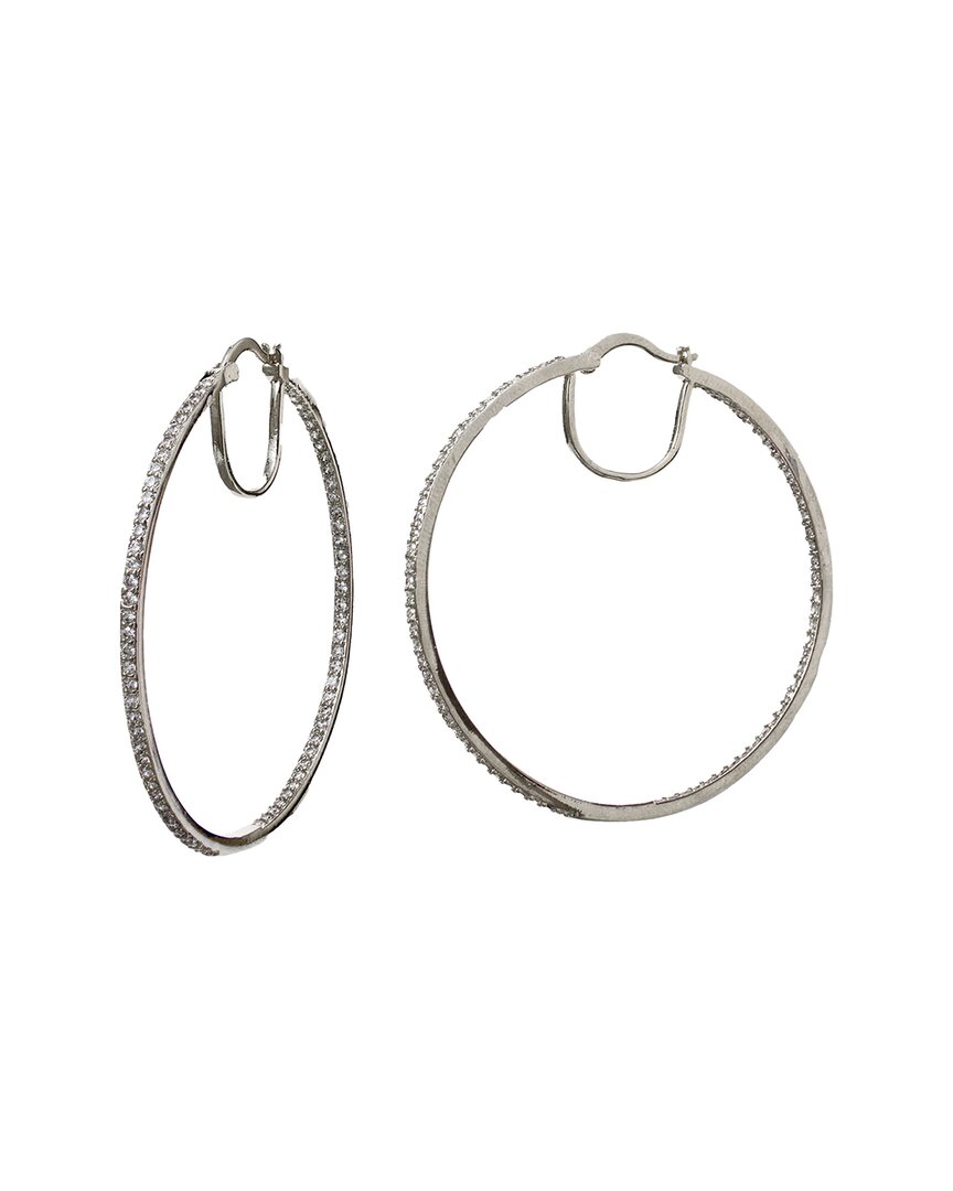 Savvy Cie Silver Plated Cz Inside-out Hoops