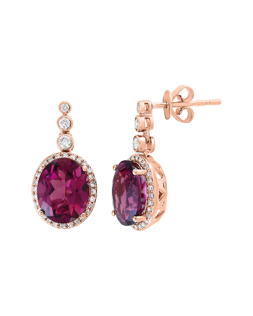 Shop Effy Fine Jewelry 14k Rose Gold 6.22 Ct. Tw. Diamond & Rhodolite Earring