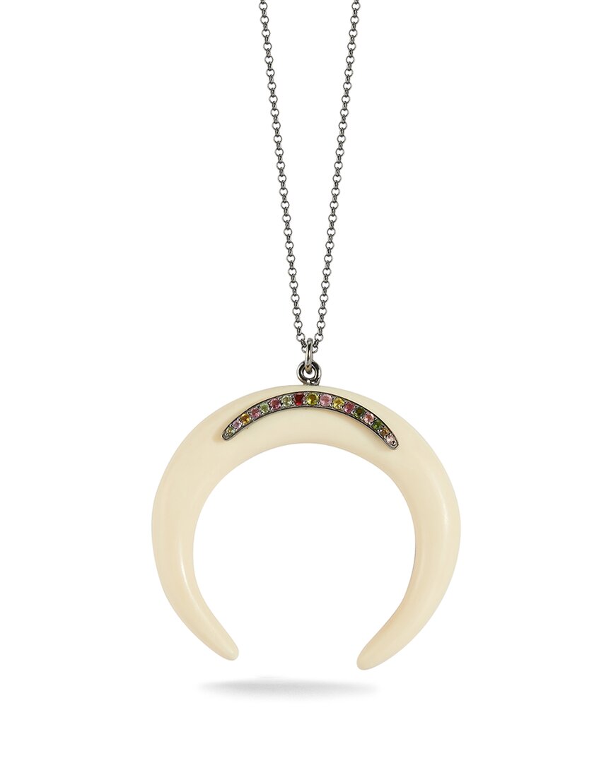 Banji Jewelry Silver 1.04 Ct. Tw. Diamond & Tourmaline Necklace