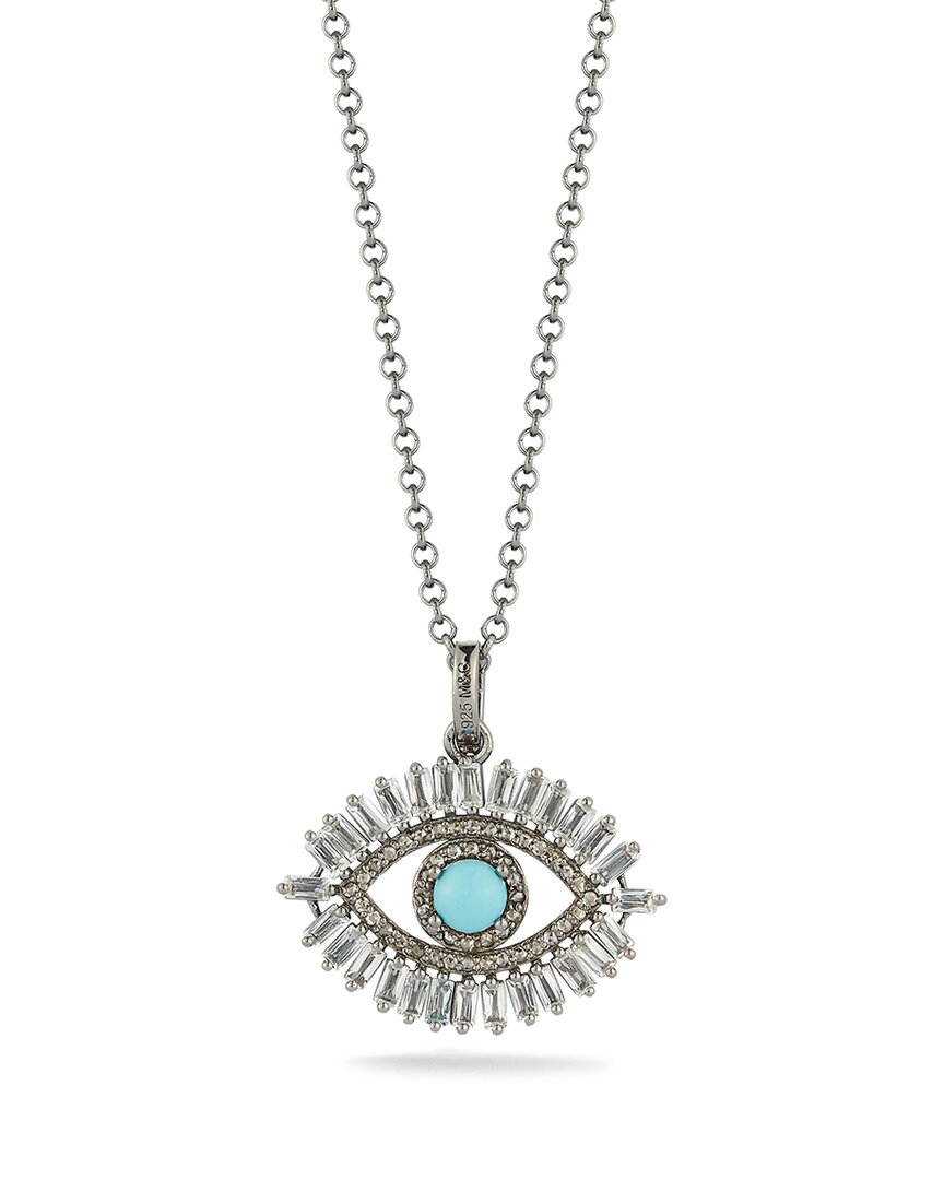Banji Jewelry Silver 3.00 Ct. Tw. Diamond & Gemstone Necklace In Metallic