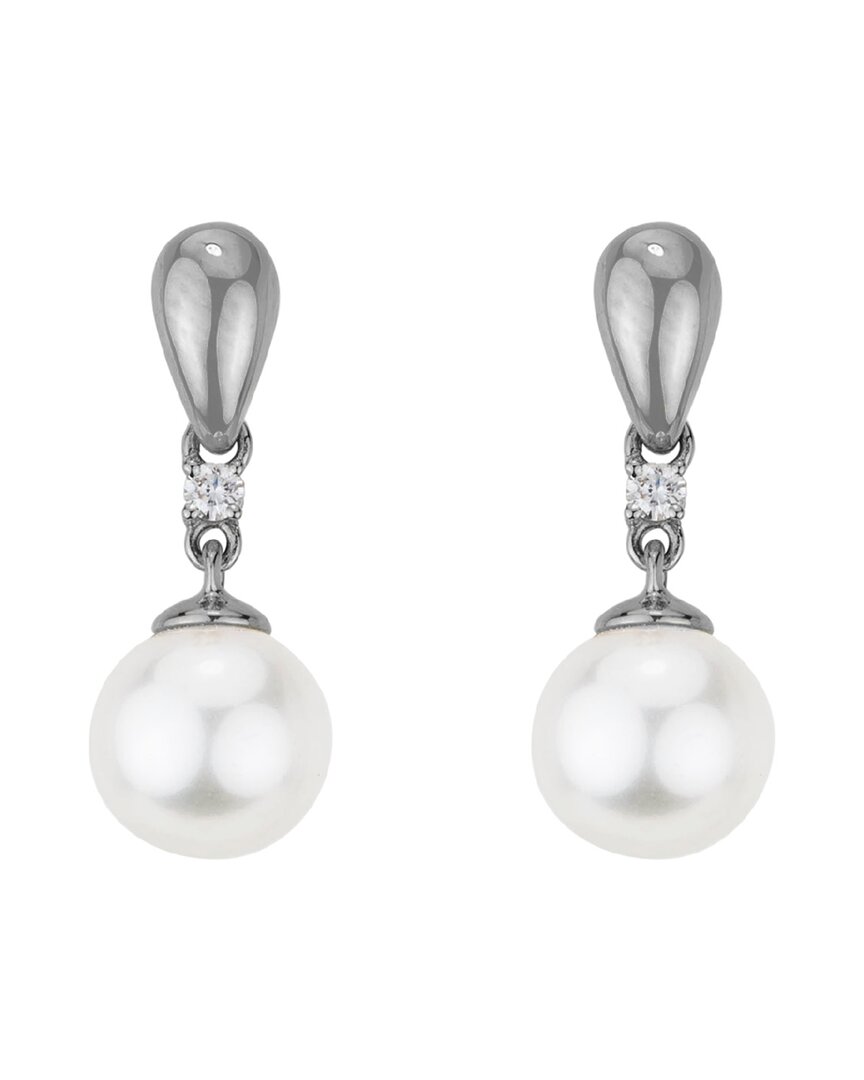 Pearls 14k Diamond 8-8.5mm Pearl Drop Earrings