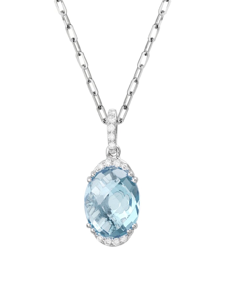 Gemstones 14k 2.21 Ct. Tw. Diamond & Aquamarine Pendant Necklace