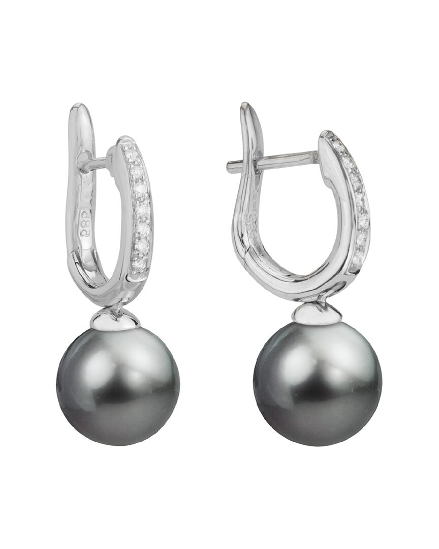 Pearls 14k 0.08 Ct. Tw. Diamond 8-8.5mm Pearl Drop Earrings