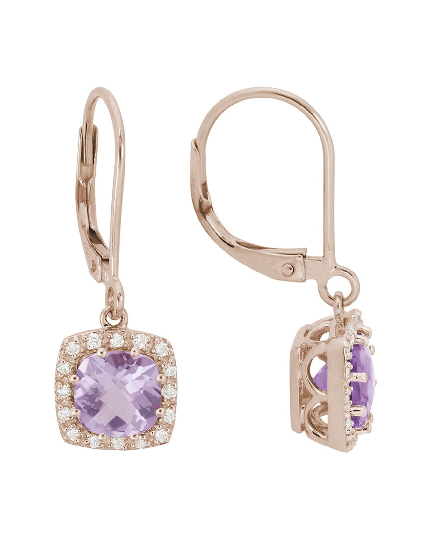 Gemstones 14k Rose Gold 1.97 Ct. Tw. Diamond & Lavender Quartz Earrings