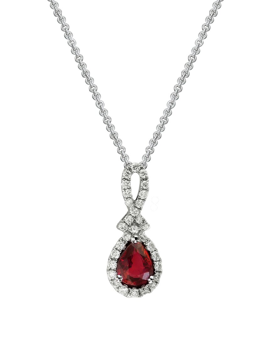 Gemstones 14k 0.51 Ct. Tw. Diamond & Ruby Pendant Necklace