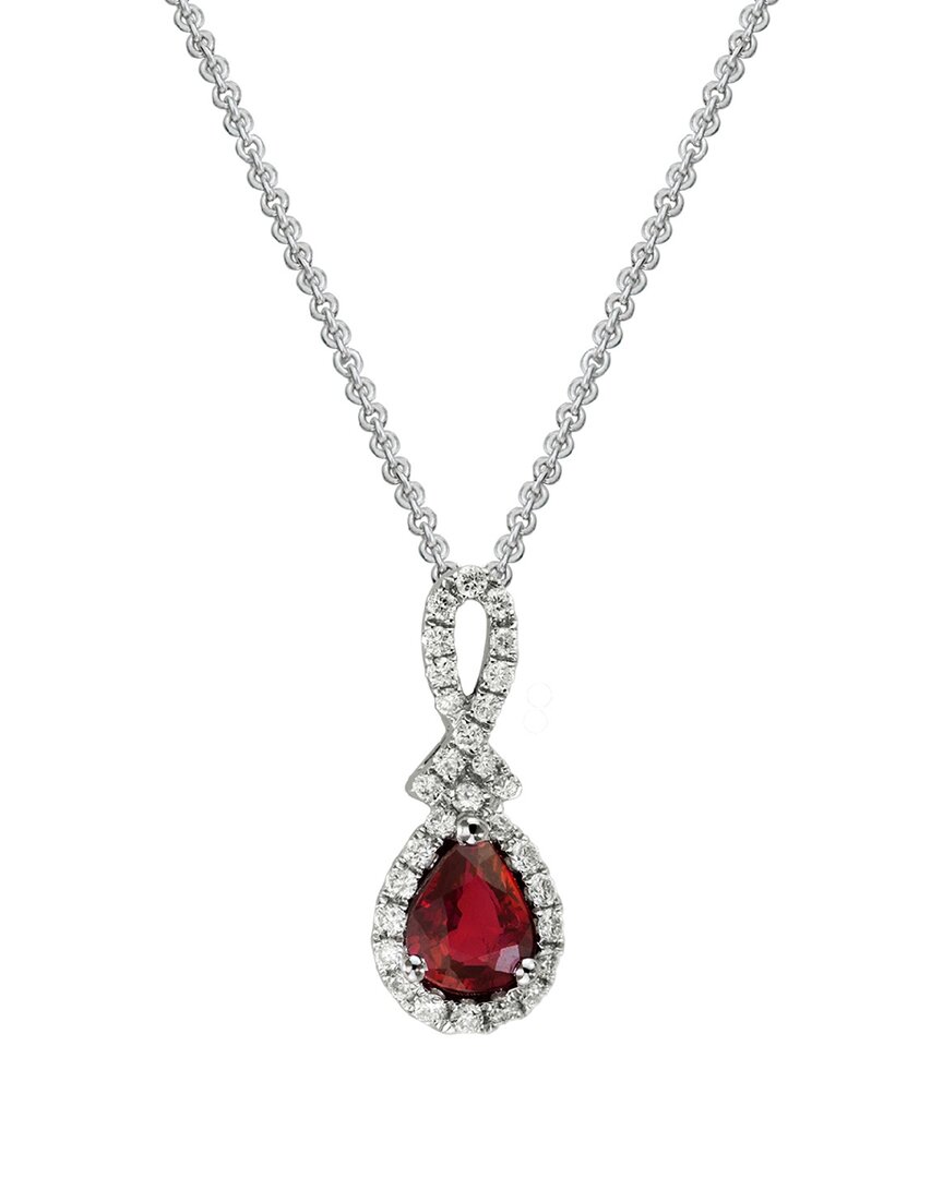 Gemstones 14k Diamond .13 Ct. & .33 Ct. Ruby Pendant Necklace