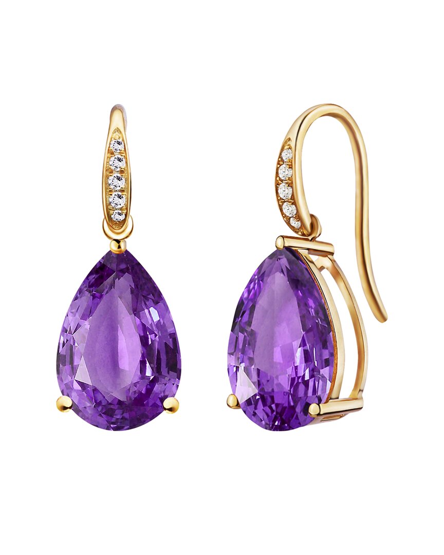 KAI FINE JEWELRY KAI FINE JEWELRY 14K 5.45 CT. TW. DIAMOND & AMETHYST DROP EARRINGS