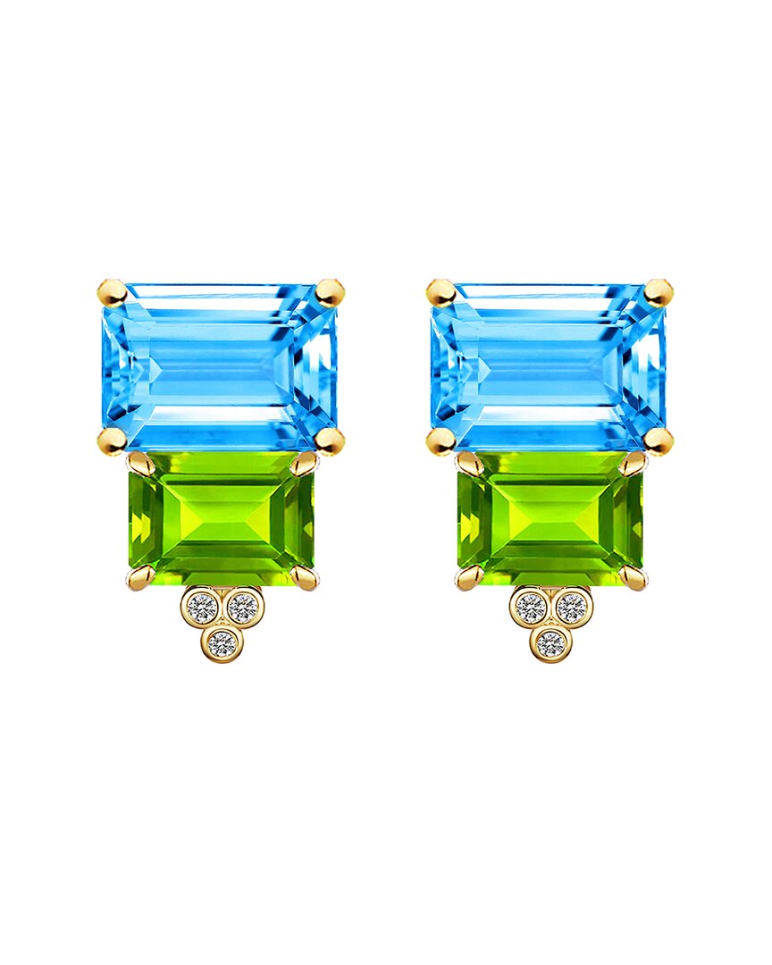 Kai Fine Jewelry 14K 8.83 ct. tw. Diamond & Topaz; Peridot Stud Earrings