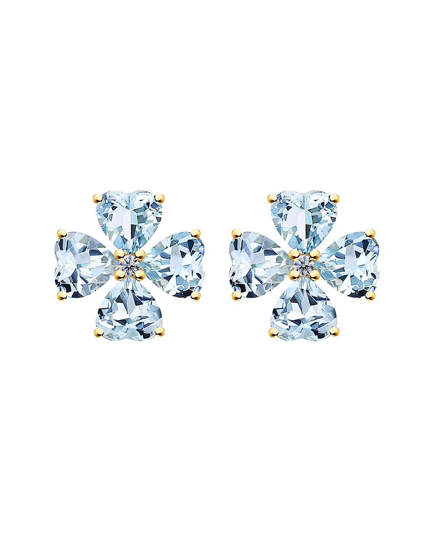 Shop Kai Fine Jewelry 14k 3.83 Ct. Tw. Diamond & Aquamarine Stud Earrings