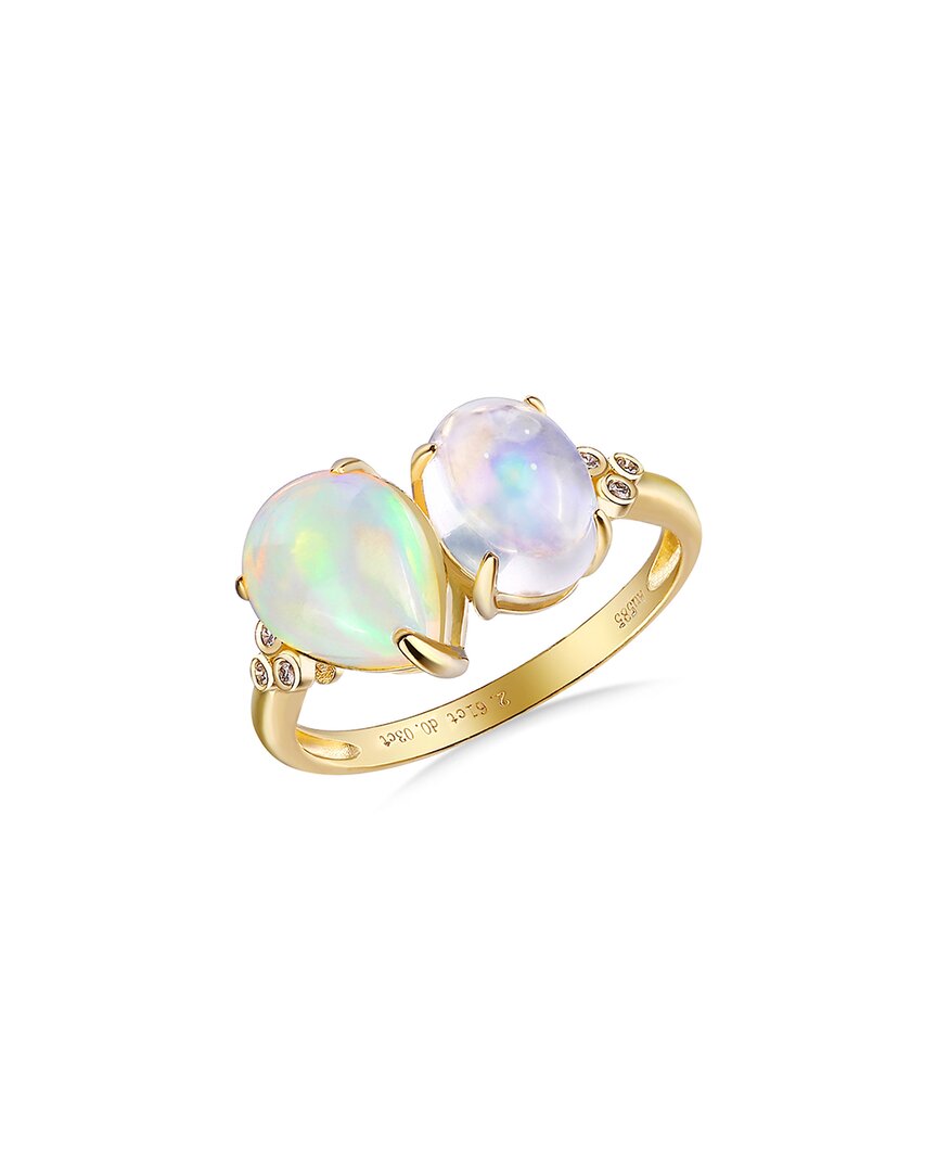 Kai Fine Jewelry 14k 2.63 Ct. Tw. Diamond & Moonstone; Opal Cocktail Ring