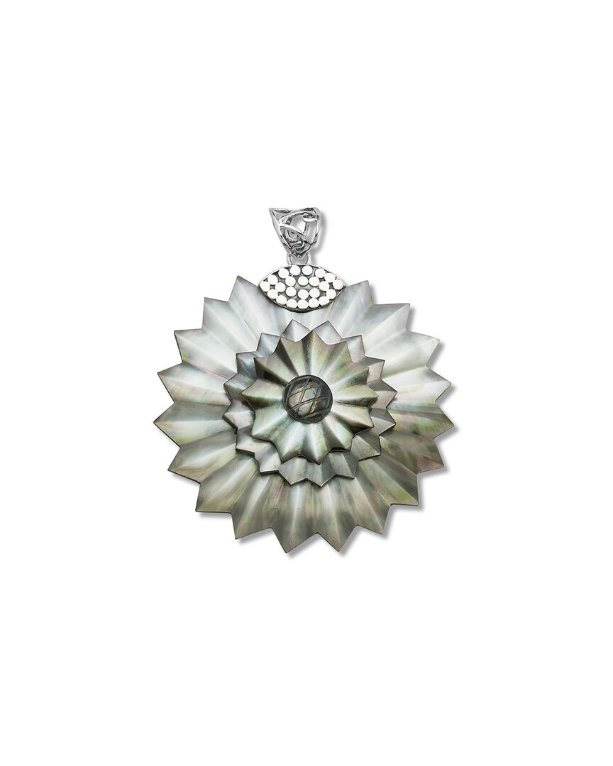 Samuel B. Silver Mother Of Pearl Flower Pendant In Metallic