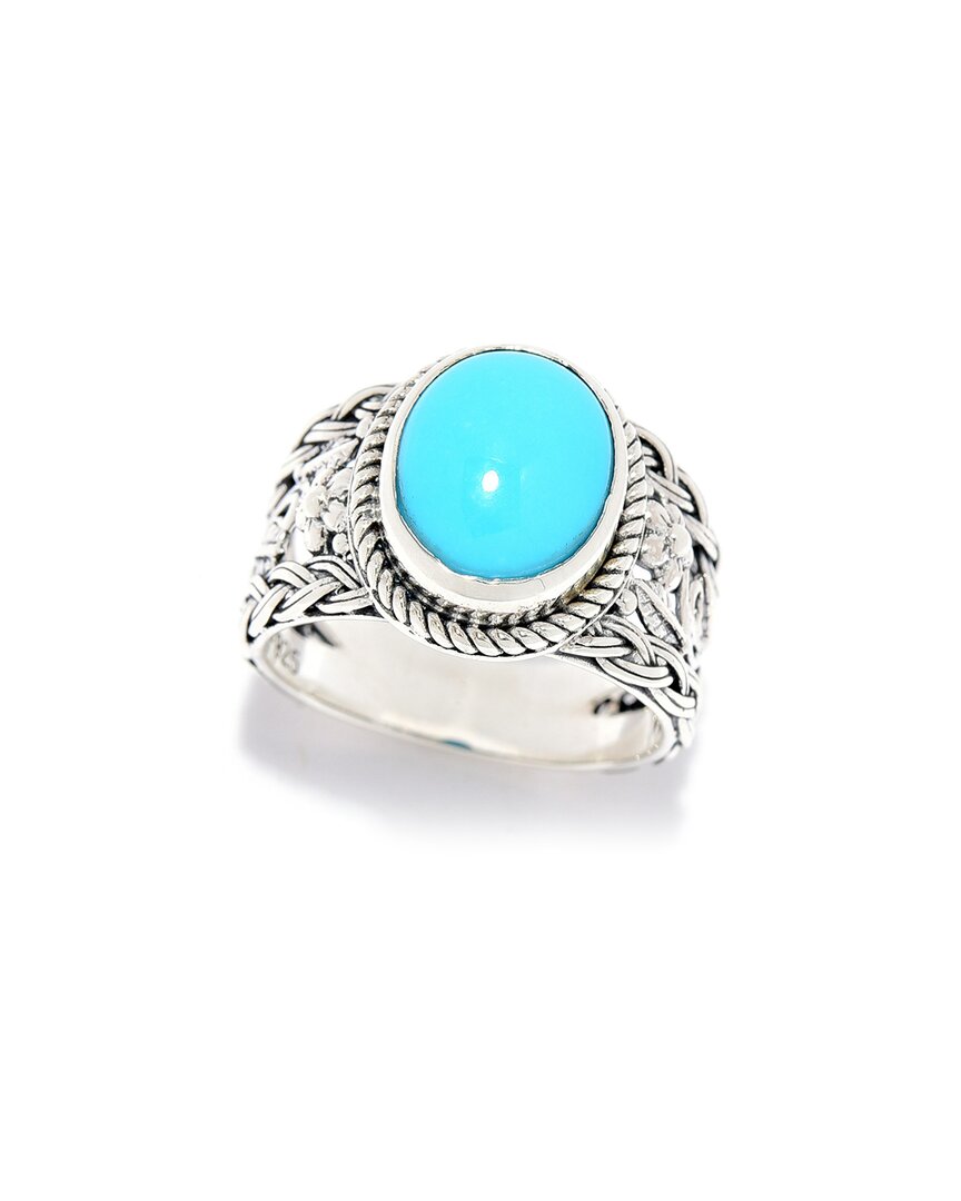 Samuel B. Silver 2.50 Ct. Tw. Sleeping Beauty Turquoise Oval Ring