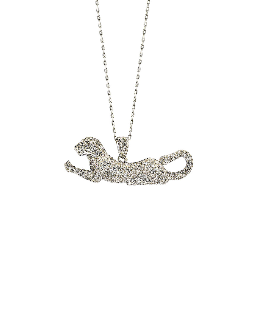Suzy Levian 18k & Silver 1.83 Ct. Tw. Sapphire Panther Necklace