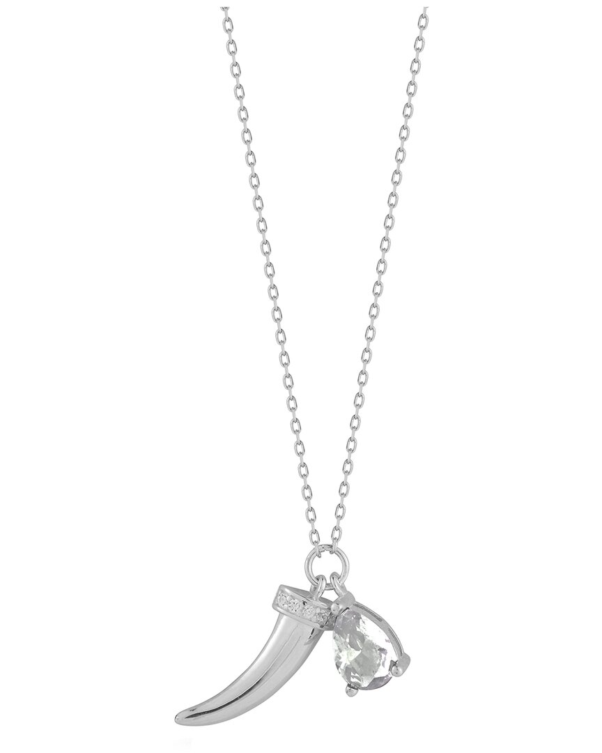 Sphera Milano Silver Cz Horn Necklace