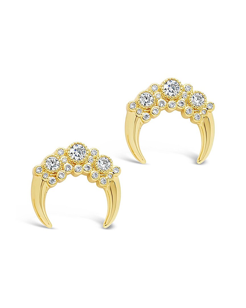 Sterling Forever 14k Plated Crescent Cluster Studs