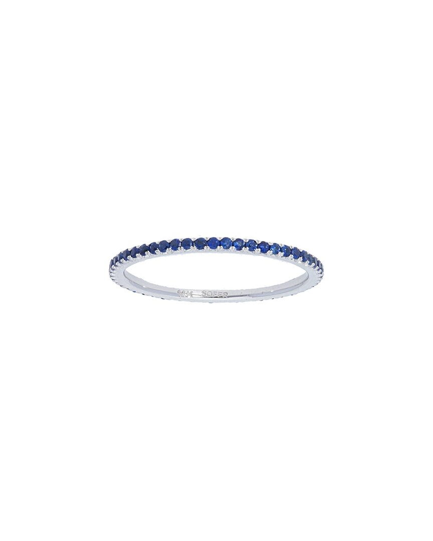 Nephora 14k 0.58 Ct. Tw. Diamond & Blue Sapphire Stackable Eternity Ring