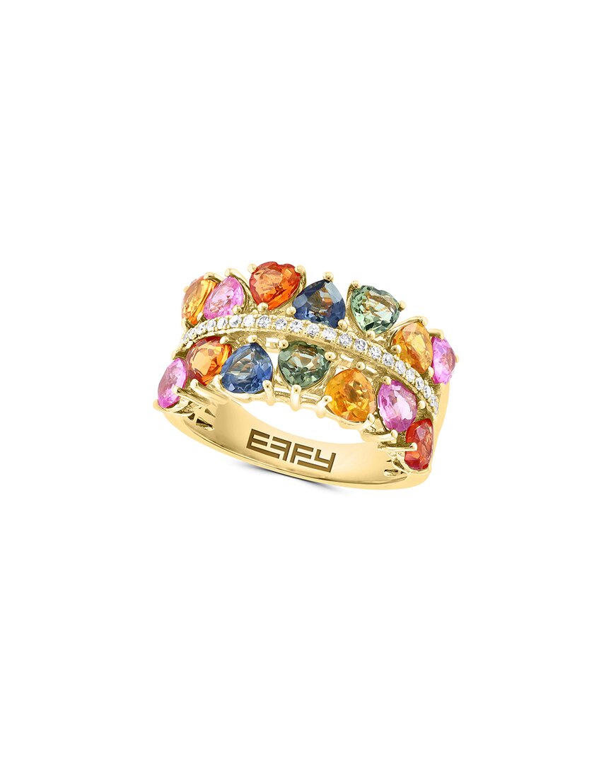 Effy Fine Jewelry 14k 4.79 Ct. Tw. Diamond & Multi Sapphire Ring