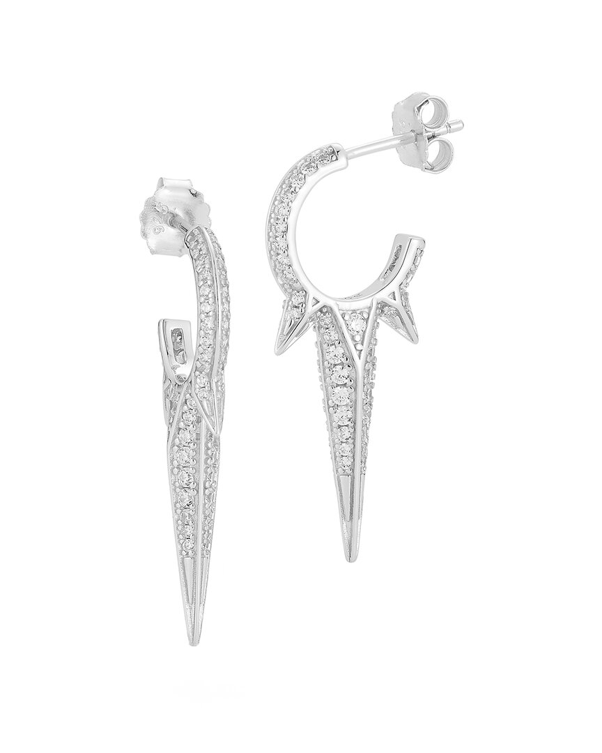 Glaze Jewelry Silver CZ Spiked Hoop Earrings