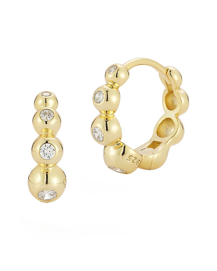 Glaze Jewelry 14K Over Silver CZ Small Bezel Set Hoop Earrings