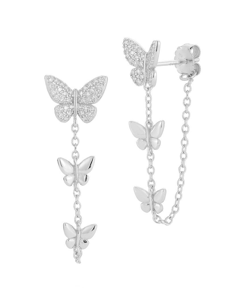 Glaze Jewelry Silver CZ Butterfly Drop Earrings