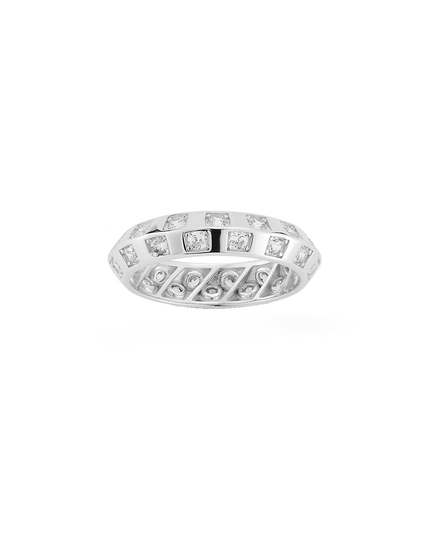 Glaze Jewelry Silver CZ Checkered Band Ring