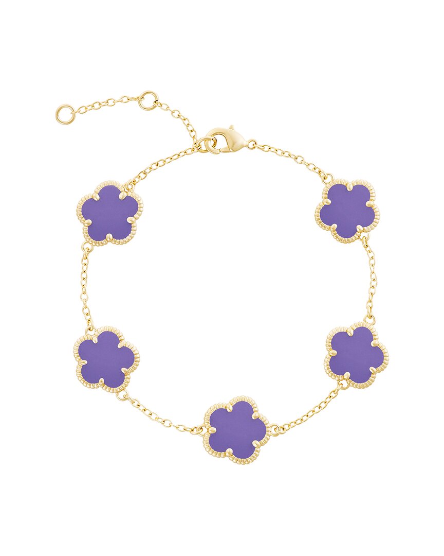 Jankuo Flower 14k Plated Synthetic Lavender Color Stone Station Bracelet