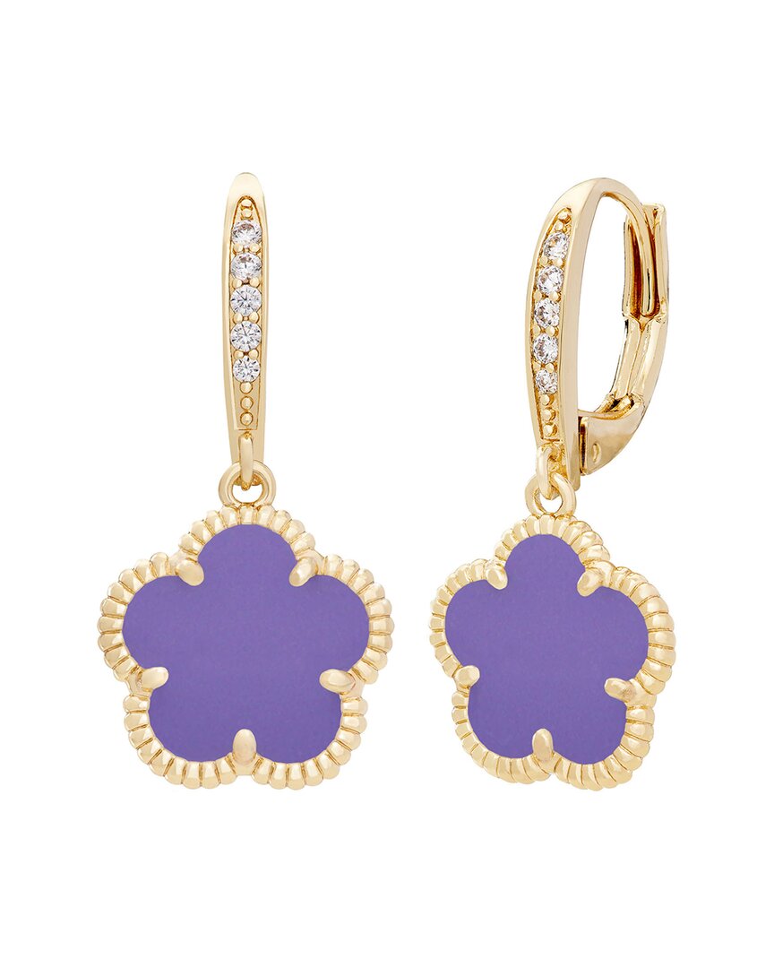 Jankuo Flower 14k Plated Synthetic Lavender Color Stone Cz Drop Earrings
