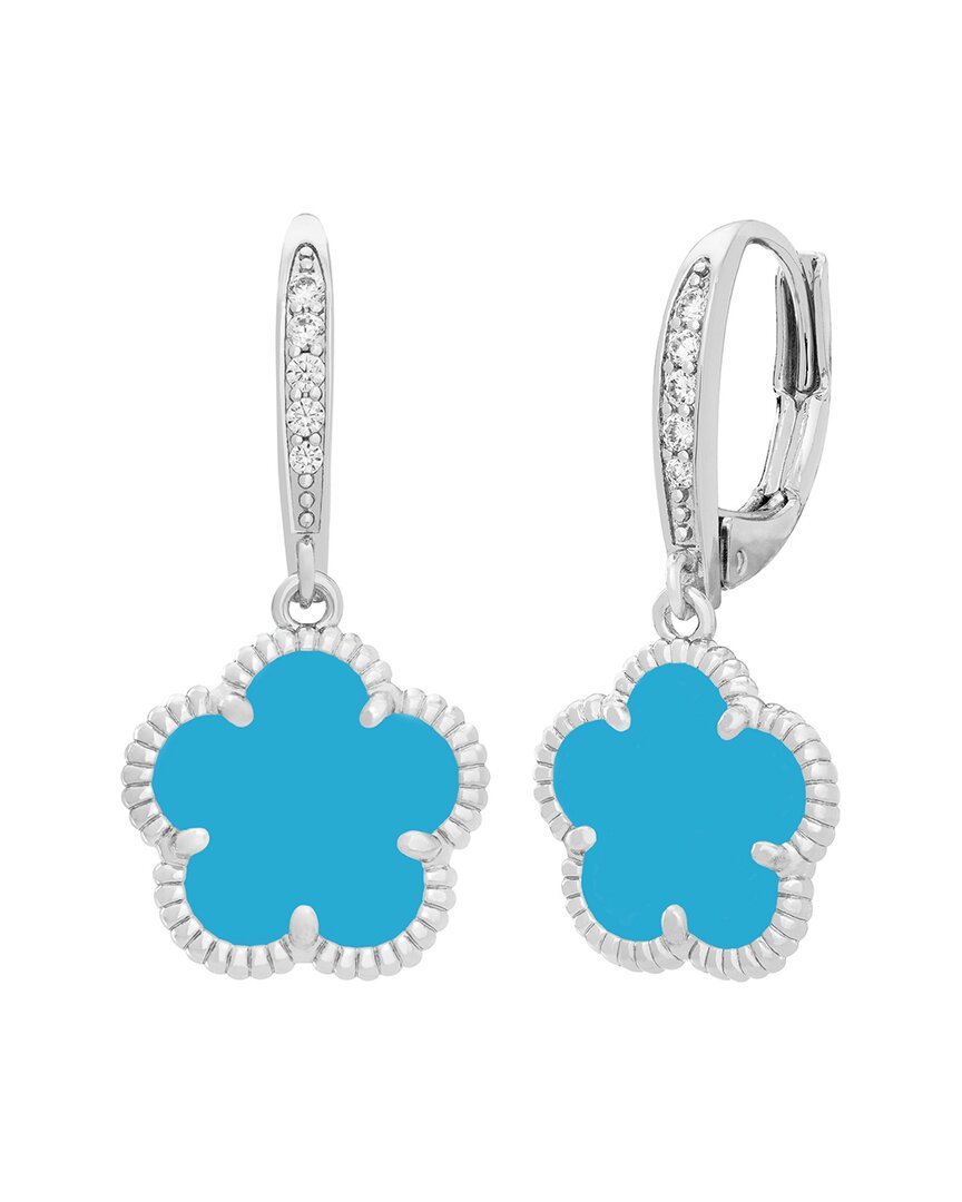 Jankuo Flower Synthetic Turquoise Cz Drop Earrings