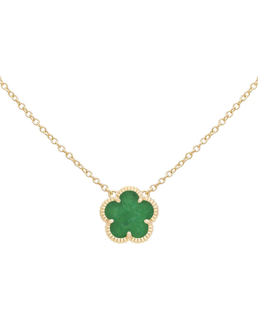 Jankuo Flower 14k Plated Jade Color Agate Pendant Necklace