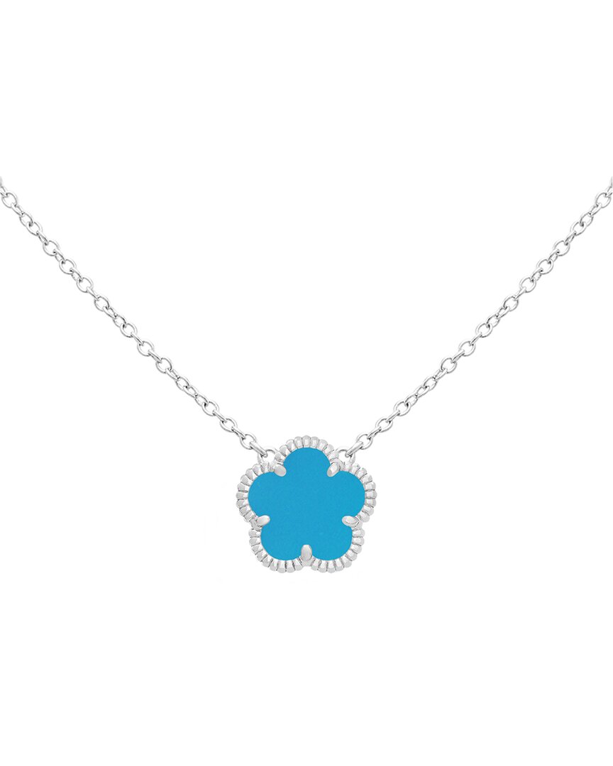 Jankuo Flower Synthetic Turquoise Pendant Necklace